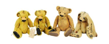 TEDDY BEARS - COLLECTION OF X4 VINTAGE SOFT TOY TEDDY BEARS