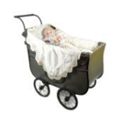 DOLLS - EARLY 20TH CENTURY GERMAN BISQUE HEADED DOLLS WITH PRAM