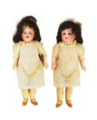 DOLLS - TWO 19TH CENTURY GERMAN MADE BISQUE MINIATURE DOLLS