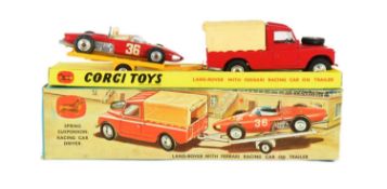 DIECAST - VINTAGE CORGI GIFT SET - LANDROVER WITH FERRARI RACING CAR