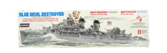 MODEL KITS - VINTAGE LINDBERG 1/125 SCALE BLUE DEVIL DESTROYER