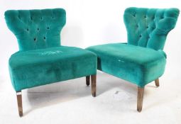 PAIR OF 20TH CENTURY CONTEMPORARY UPHOLSTERED BOUDOIR ARMCHAIRS