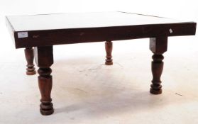 LARGE INDIAN HARDWOOD & GLASS COFFEE OCCASIONAL TABLE