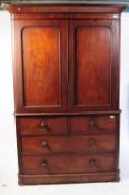 VICTORIAN 19TH CENTURY MAHOGANY LINEN PRESS WARDROBE