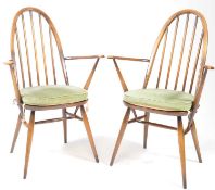 ERCOL FURNITURE - MID CENTURY QUAKER CARVER DINING CHAIRS