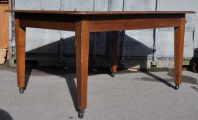 BRITISH MODERN DESIGN- 1940's ENGLISH OAK WIND OUT TABLE