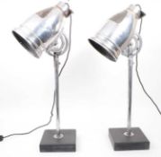 PAIR OF RETRO 20TH CENTURY POLISHED ALUMINIUM STAGE THEATRE LIGHTS / LAMPS