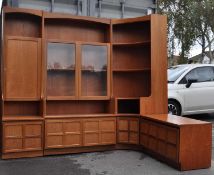 NATHAN FURNITURE - MID CENTURY SQUARES PATTERN TEAK WOOD FURNITURE