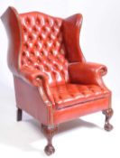 QUEEN ANNE WINGBACK CHESTERFIELD LEATHER ARMCHAIR