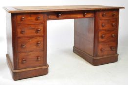 VICTORIAN 19TH CENTURY MAHOGANY TWIN PEDESTAL DESK