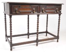 1920S JACOBEAN REVIVAL BARLEYTWIST OAK WRITING TABLE DESK