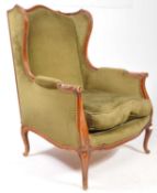 FRENCH WALNUT SHOW WOOD WINGBACK ARMCHAIR FAUTEUIL