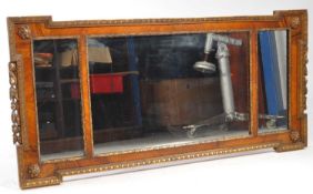 19TH CENTURY WALNUT & GILT PARCEL WOOD TRIPTYCH OVERMANTEL MIRROR