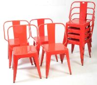 SET OF 8 TOLIX CAFE / DINING CHAIRS IN RED COLOURWAY