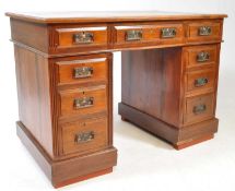EDWARDIAN MAHOGANY & LEATHER TWIN PEDESTAL WRITING TABLE DESK