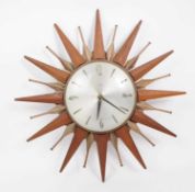 METAMEC - MID CENTURY 1960S SUNBURST STYLE WALL CLOCK
