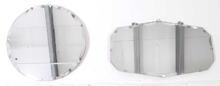 TWO MID CENTURY ART DECO MANNER WALL MIRRORS