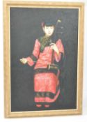 WOMAN PLAYING ERHU ACRYLIC ON CANVAS