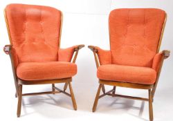 ERCOL FURNITURE - PAIR OF 2 WINDSOR PATTERN ARMCHAIRS