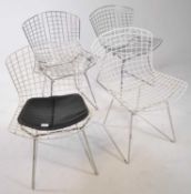 FOUR MID CENTURY HARRY BERTOIA WIRE WORK DINING CHAIRS