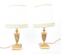 PAIR GILT METAL CLASSICAL BEDSIDE LAMPS