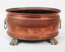 19TH CENTURY COPPER & BRASS HAIRY PAW FOOT LION PLANTER