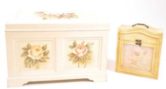 VINTAGE 20TH CENTURY DOMED CHEST W/ FLORA DESIGN HINGED CASE