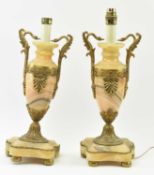 PAIR OF NEOCLASSICAL INSPIRED GILT METAL & ALABASTER DESK LAMPS