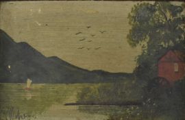R. OAKES - 19TH CENTURY OIL ON BOARD LANDSCAPE PAINTING