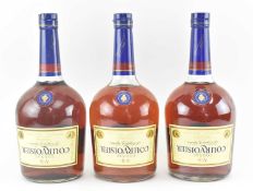 THREE COURVOISIER V.S COGNAC DE NAPOLEON OPTIC BOTTLES