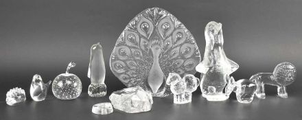PUKEBERG, KOSTA BODA ETC - COLLECTION OF VINTAGE GLASS ANIMAL FIGURINES