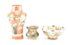 THREE 19TH CENTURY & LATER JAPANESE SATSUMA WARE PIECES