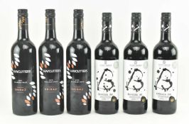 SIX AUSTRALIAN SHIRAZ RED WINE BOTTLES