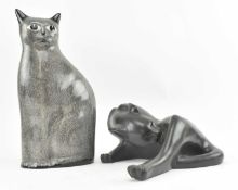 TWO DECORATIVE VINTAGE LATE 20TH CENTURY CAT FIGURINES