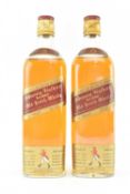 TWO JOHNNY WALKER RED LABEL 70% PROOF WHISKY BOTTLES