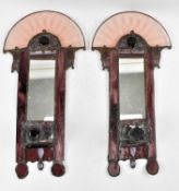 JOHN LEATHWOOD - PAIR OF STAINED LEADED GLASS WALL SCONCES