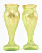 PAIR OF EARLY 20TH CENTURY AUSTRIAN ART NOUVEAU HAND PAINTED OVERLAID GLASS VASES