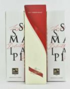 THREE VINTAGE BOXED BOTTLES BEING CHAMPAGNE & TWO BOTTLES OF BARBERA D'ASTI