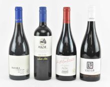 FOUR CHILEAN & NEW ZEALAND PINOT NOIR & MERLOT RED WINE BOTTLES