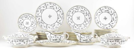 T GOODE & CO LTD / HAMMERSLEY & CO - BLACK BAMBOO - FINE BONE CHINA PART DINNER SERVICE