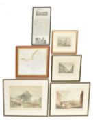 BATH LOCAL INTEREST. COLLECTION OF SIX FRAMED ENGRAVINGS & MAPS