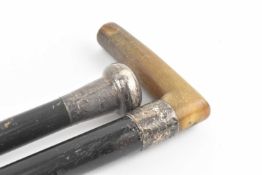 TWO SILVER TOPPED WALKING STICK CANES