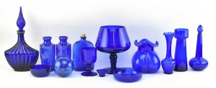 BRISTOL BLUE AND OTHER - MIXED SELECTION OF GLASS