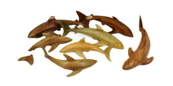 FORMER BRISTOL ZOO GARDENS - CARVED WOODEN SHARKS