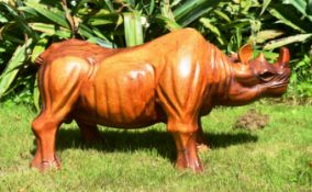 FORMER BRISTOL ZOO GARDENS - LARGE HARDWOOD RHINOCEROS