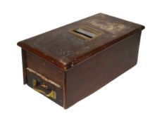 FORMER BRISTOL ZOO GARDENS - EDWARDIAN OAK COUNTER-TOP TILL