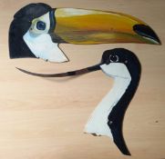 FORMER BRISTOL ZOO GARDENS - TWO LARGE METAL BIRD DISPLAYS
