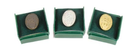 FORMER BRISTOL ZOO GARDENS - SET OF BRONZE, SILVER AND GOLD KEEPER'S BADGES