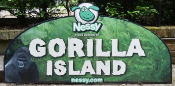 FORMER BRISTOL ZOO GARDENS - 'GORILLA ISLAND' ORIGINAL SIGN