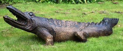FORMER BRISTOL ZOO GARDENS - LARGE HARDWOOD CROCODILE